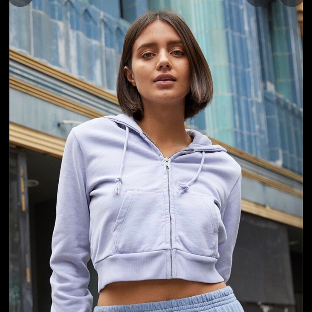 John Galt Brandy Melville Light Blue Crystal Hoodie